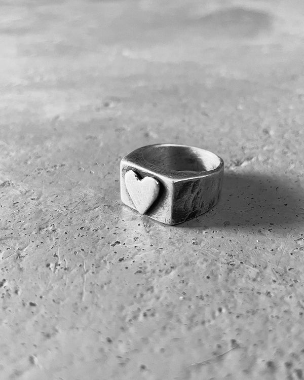 Pinky Heart Signet Ring